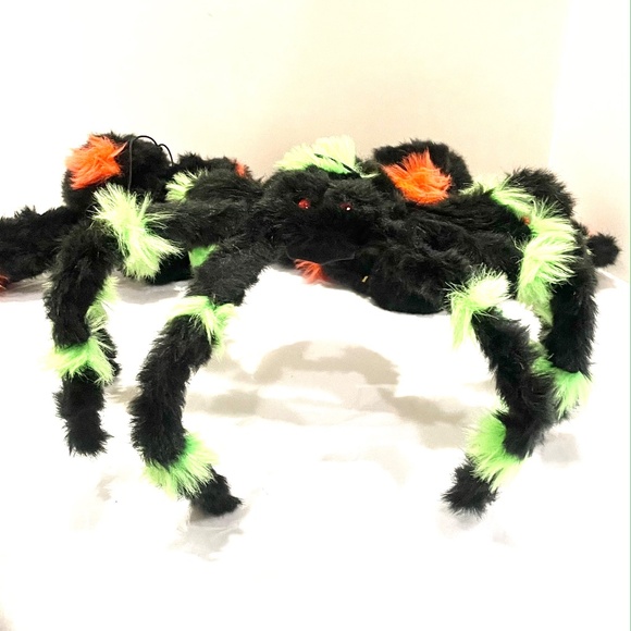 Furrry spiders - 4 total, 3 black and orange and 1  black and green. - Picture 3 of 7